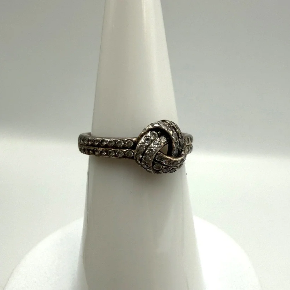 Pandora‎ Sparkling Love Knot Ring Sterling Silver Pave CZ Size 5.25 190997CZ